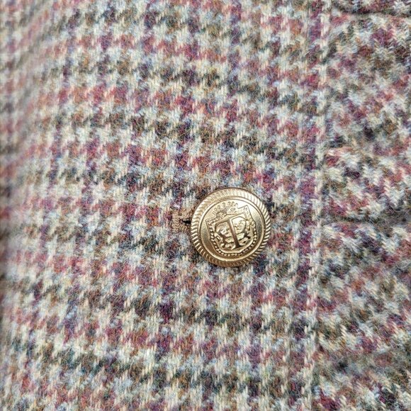 New $179 Talbots Blazer 14 Houndstooth Brown Ruffle Trim Plaid Wool NWT Academia - Picture 5 of 11